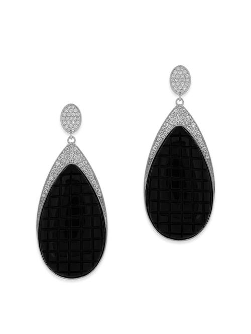 black silver drop earrings - 12508366 - Very Small Image - 1