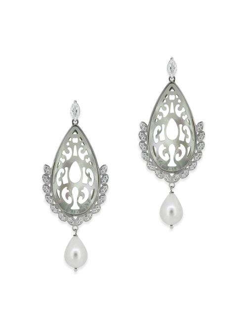 white silver drop earrings - 12508389 - Very Small Image - 1
