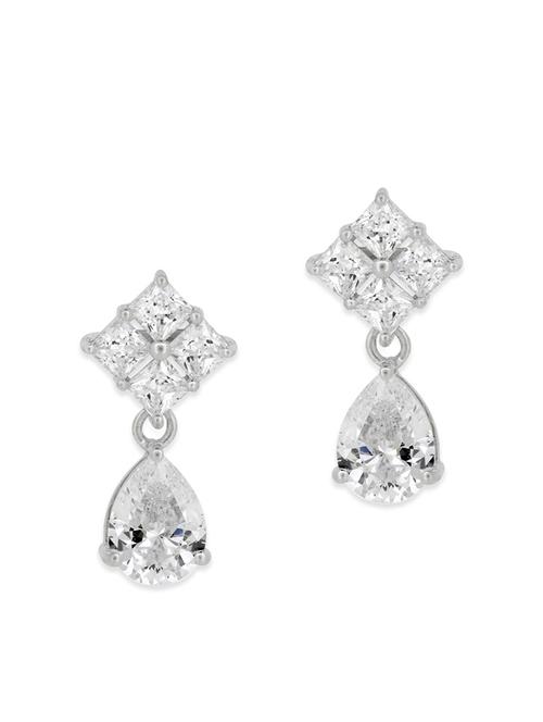 white silver drop earrings - 12508406 - Very Small Image - 1