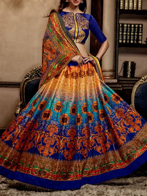 multi colored  art silk flared lehenga - 12513444 - Very Small Image - 1