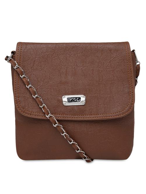 solid brown faux leather sling bag - 1251725 - Very Small Image - 1