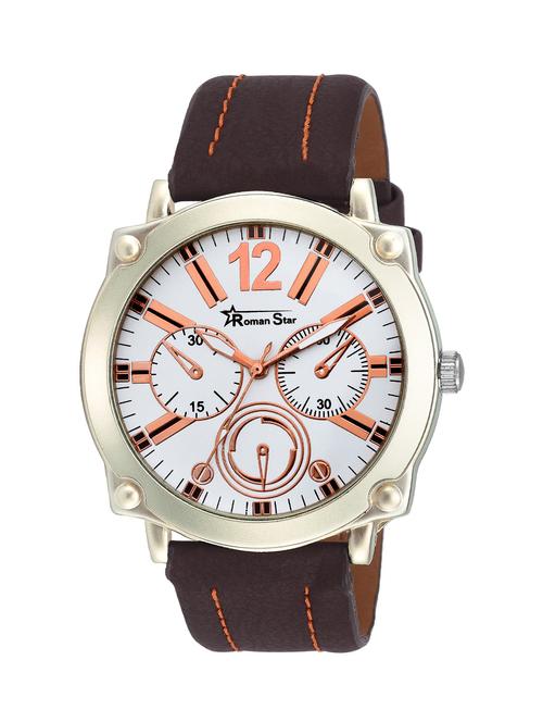 leather strap brown analog watch - 12518085 - Very Small Image - 1