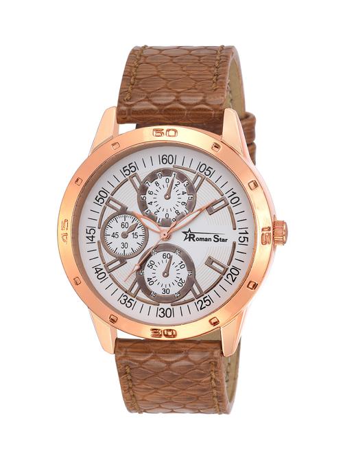 leather strap brown analog watch - 12518094 - Very Small Image - 1