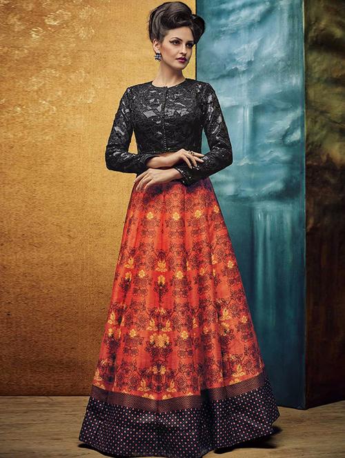 multi colored silk flared lehenga - 12519925 - Very Small Image - 1