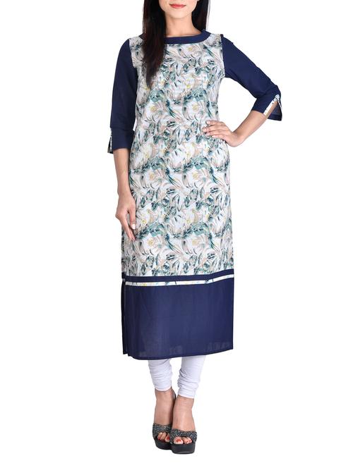 multicolored cotton long kurta - 12519953 - Very Small Image - 1