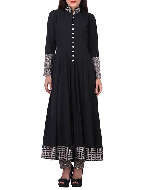 black anarkali stitched suit - 12524234 - Very Small Image - 1