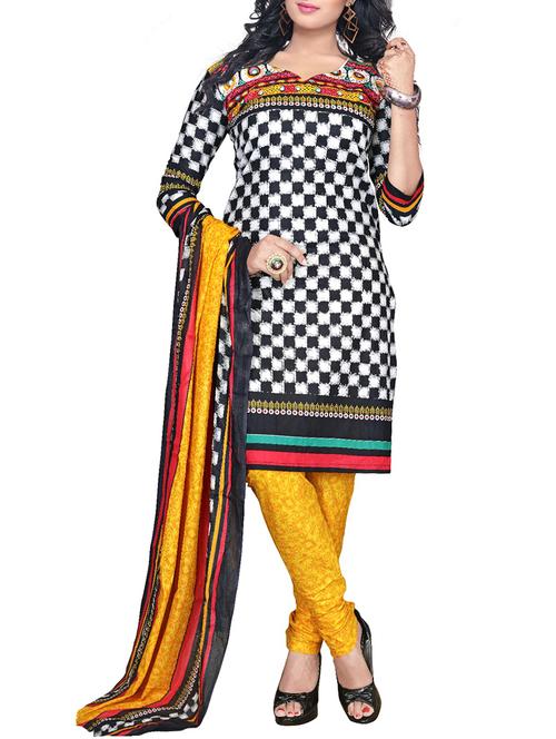 black cotton salwar suits unstitched suit - 12524722 - Very Small Image - 1