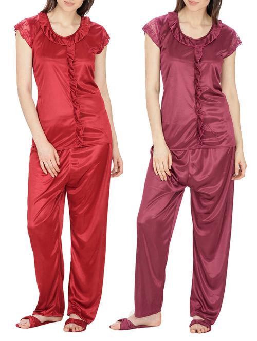 multi colored satin nightwear set combo - 12525522 - Very Small Image - 1