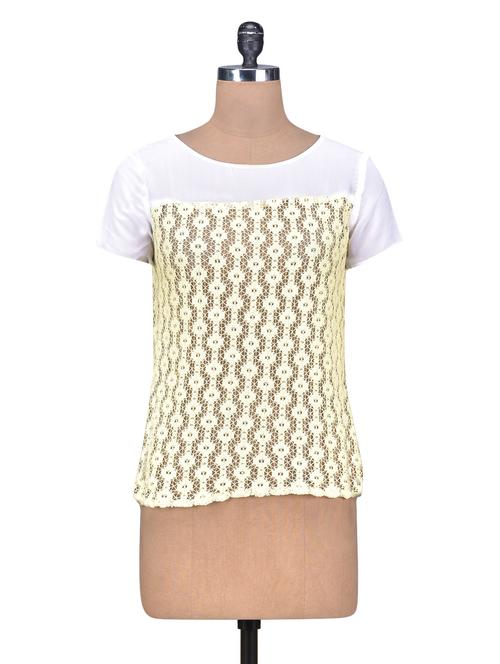 White and Yellow Round Neck Top - 1253359 - Very Small Image - 1