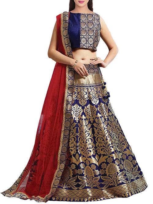 banarasi silk flared lehenga - 12543385 - Very Small Image - 1