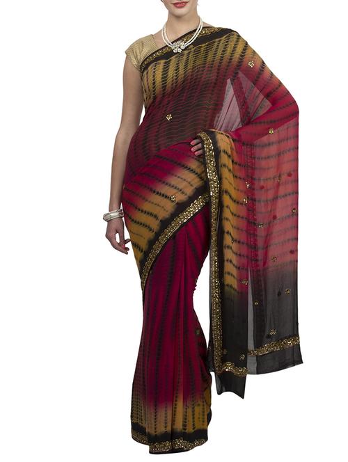 multicoloured georgette printed saree with blouse - 12550151 - Very Small Image - 1
