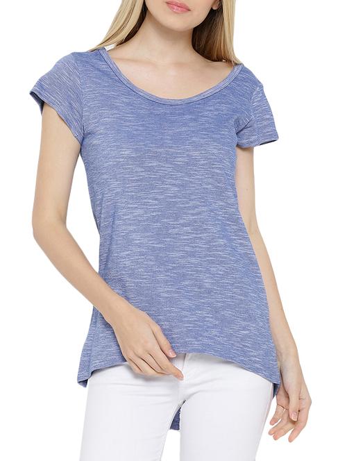 blue cotton high low tee - 12550202 - Very Small Image - 1