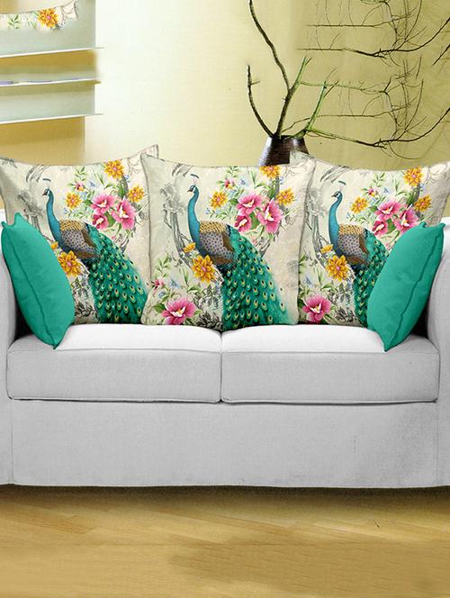 bianca set of 3 exotic peacock print cushion covers - 12552283 - Very Small Image - 1