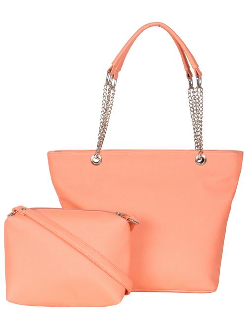 peach leatherette handbag and pouch combo - 12553406 - Very Small Image - 1