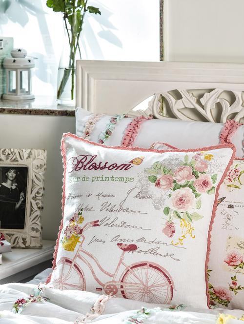 sanaa white/pink cushion cover 40x40cms - 1255345 - Very Small Image - 1