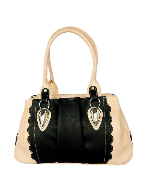 black & beige synthetic leather handbag - 12553605 - Very Small Image - 1