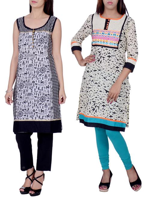 multi colored cotton set of 2 kurta - 12554697 - Very Small Image - 1