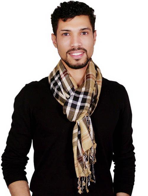 beige viscose muffler - 12557000 - Very Small Image - 1