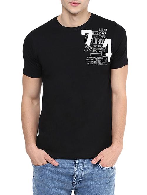black cotton chest print tshirt - 12560415 - Very Small Image - 1