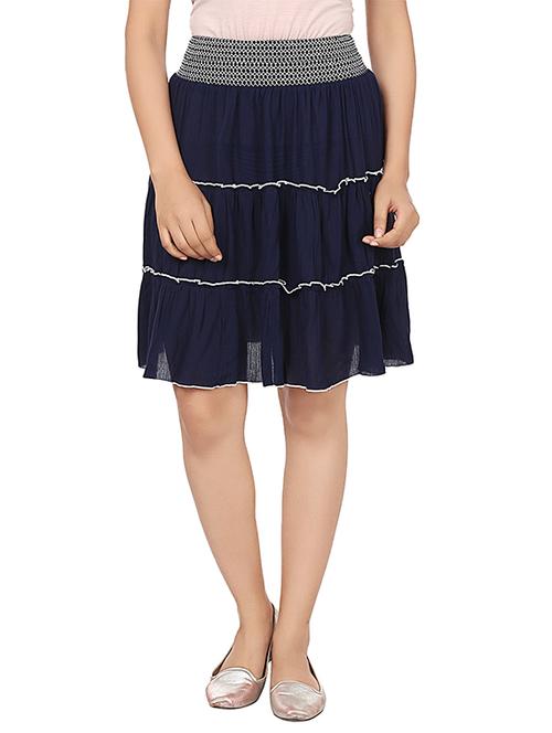 dark blue cotton skirt - 12561946 - Very Small Image - 1