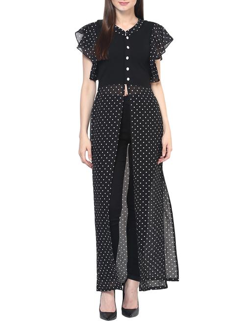 black polka dots printed georgette tunic - 12562933 - Very Small Image - 1