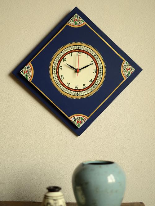 blue diagonal wall clock - 12564 - Very Small Image - 1