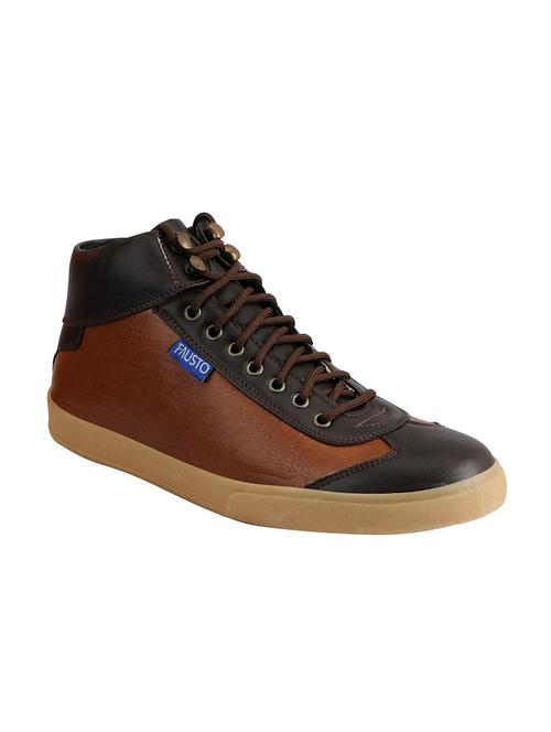 brown synthetic lace up sneakers - 12564243 - Very Small Image - 1