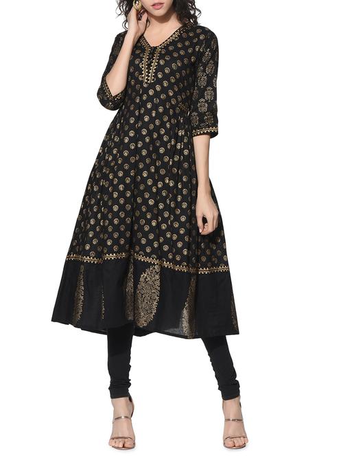 block print pleated kurta - 12568624 - Very Small Image - 1