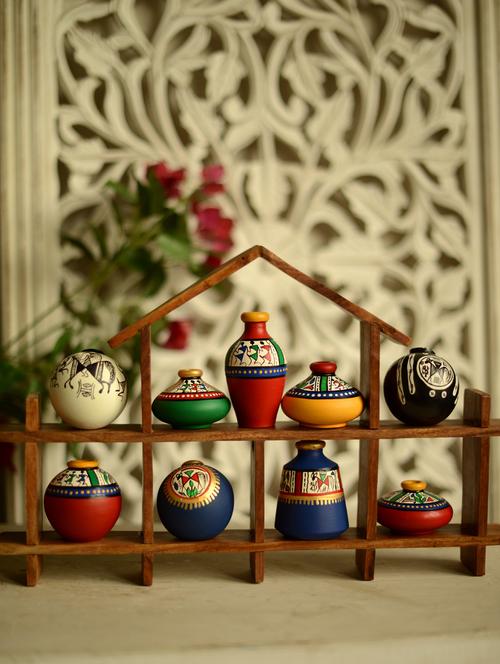 wall hanging with assorted 9 pots - 12569 - Very Small Image - 1