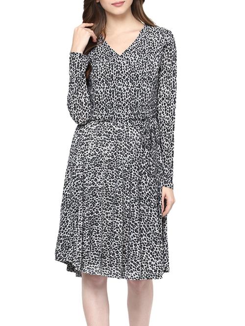 grey animal printed cotton dress - 12573329 - Very Small Image - 1