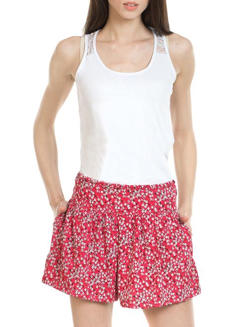 pink floral printed crepe short - 12577061 - Very Small Image - 1