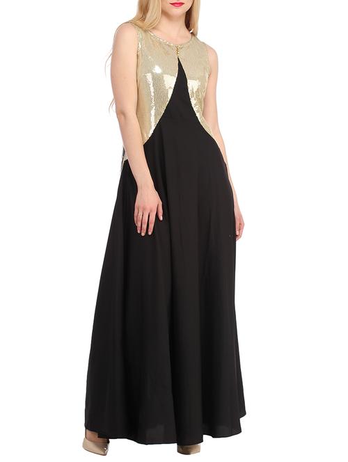 black sequined crepe gown dress - 12579034 - Very Small Image - 1