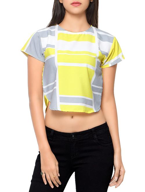 women's crop round neck top - 12579847 - Very Small Image - 1
