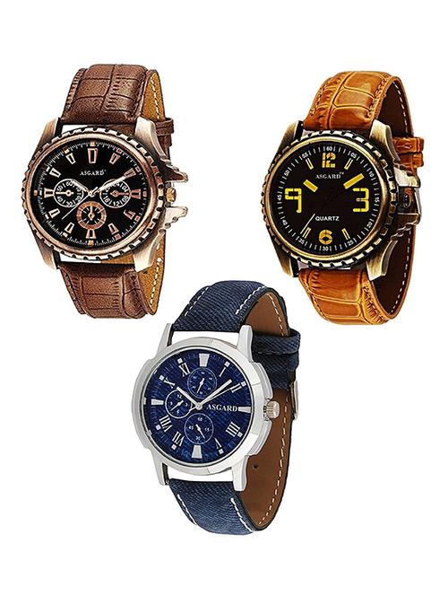 set of 3 analog watch combo - 12579852 - Very Small Image - 1