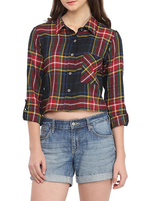 multicolored rayon crop shirt - 12584146 - Very Small Image - 1