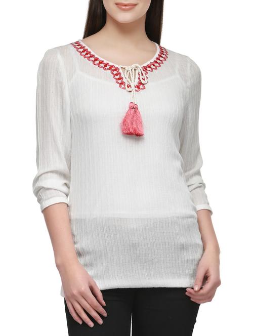white viscose regular top - 12585814 - Very Small Image - 1