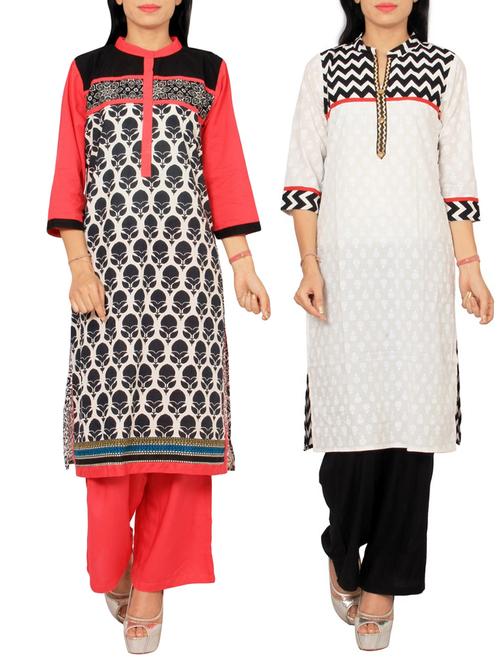 multicolored cotton kurta combo (set of 2) - 12585936 - Very Small Image - 1