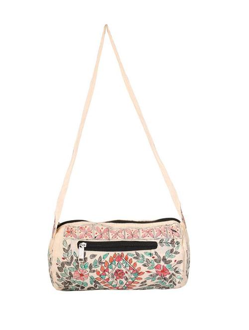 imithila multi colour mithila floral art handpainted shoulder bags for women and girls - 12586011 - Very Small Image - 1