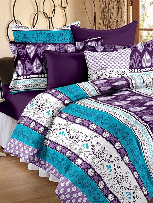 cotton multicolor 1 double bedsheet with 2 pillow cover - 12587234 - Very Small Image - 1