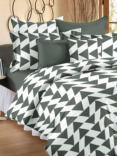 cotton grey double bedsheet with 2 pillow cover - 12587249 - Very Small Image - 1