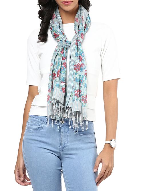 grey cotton stole - 12587447 - Very Small Image - 1