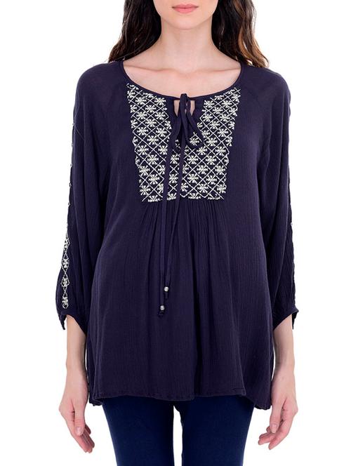 navy blue viscose maternity wear - 12588253 - Very Small Image - 1