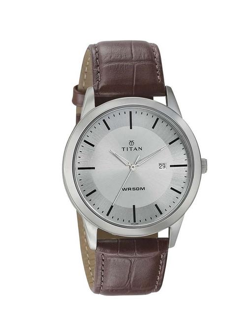 titan silver dial men's analog watch - 1584sl03 - 12588429 - Very Small Image - 1