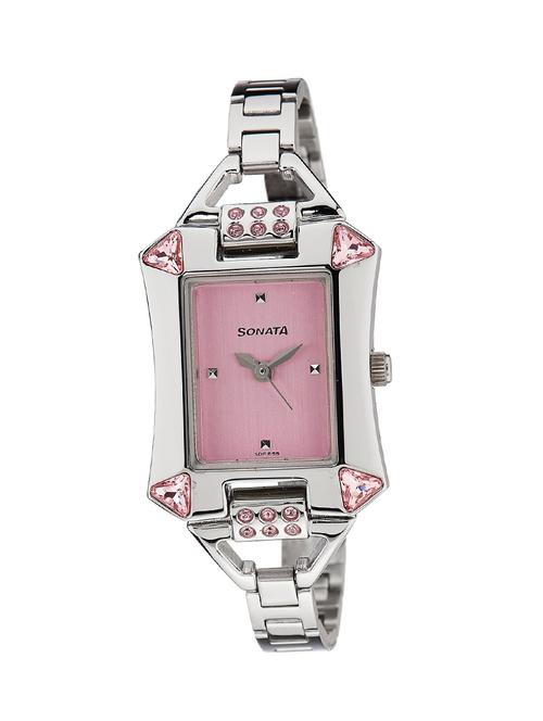 sonata pink dial women's analog watch - 8124sm01 - 12588517 - Very Small Image - 1