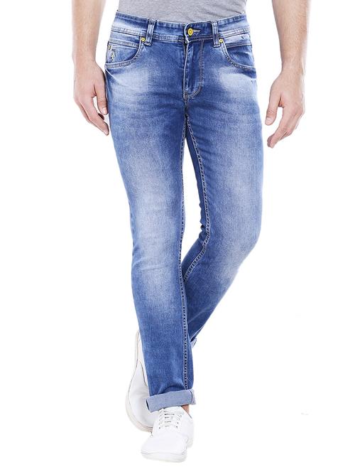 blue cotton washed jeans - 12589236 - Very Small Image - 1