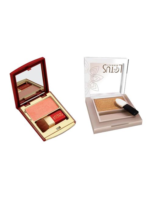 lotus herbals natural blend botanical 602 tea rose blusher 2 gm + lotus herbals pure radiance goldmine 540 eye shadow 2g combo - 12592461 - Very Small Image - 1