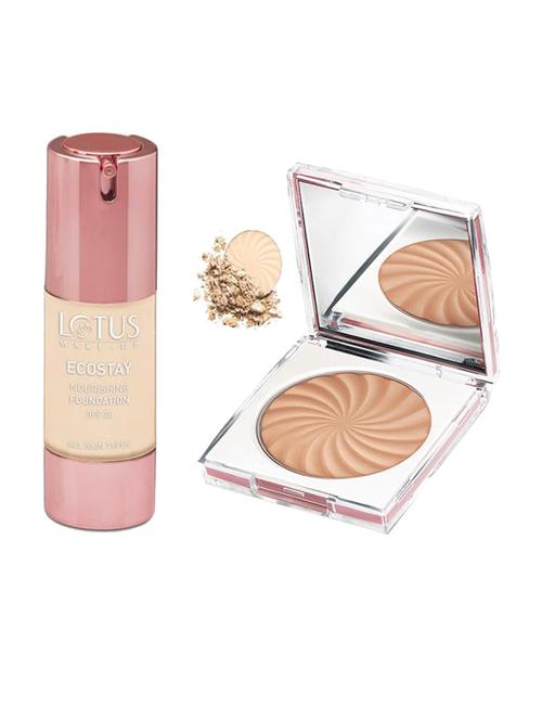 lotus make-up combo of ecostay royal pearl nourishing foundation 30ml spf 20 l1 & compact c1 9g - 12592464 - Very Small Image - 1