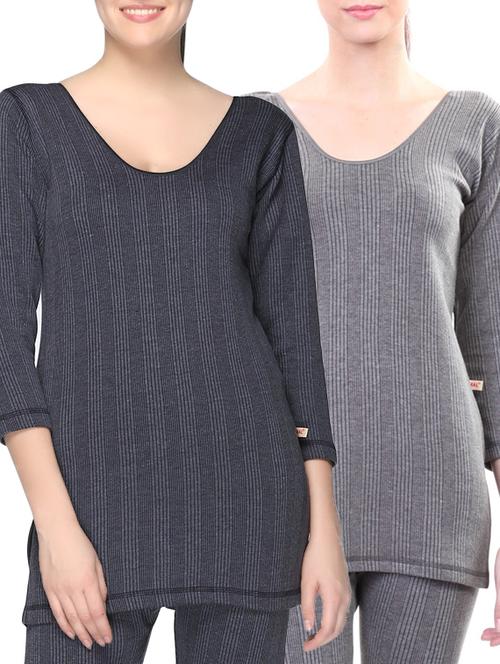 set of 2 grey cotton thermal tops - 12593764 - Very Small Image - 1