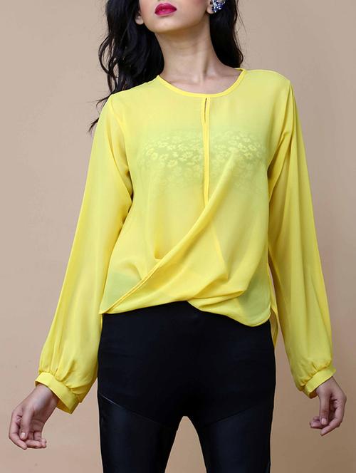 women's asymmetric key hole neck top - 12594140 - Very Small Image - 1