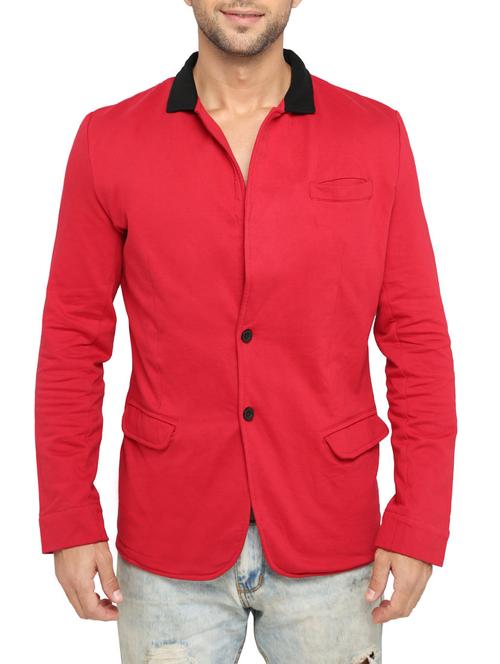 red fleece casual blazer - 12603907 - Very Small Image - 1